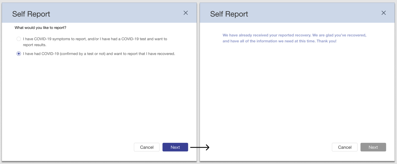 Self-Report Recovery - Already Submitted